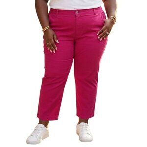 Woman Within Plus Size 28W Hot Pink Stretch Pants With Pockets